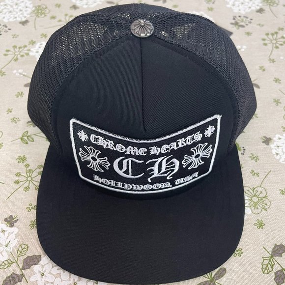 Chrome Hearts Triple Black Logo Trucker Hat - Picture 1 of 5